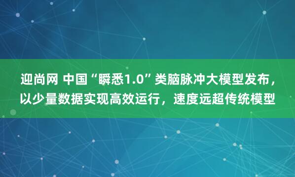 迎尚网 中国“瞬悉1.0”类脑脉冲大模型发布，以少量数据实现高效运行，速度远超传统模型