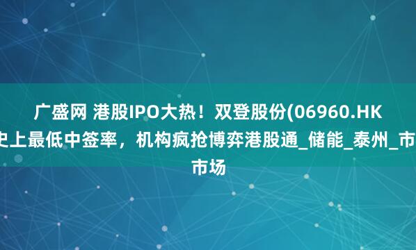 广盛网 港股IPO大热！双登股份(06960.HK)史上最低中签率，机构疯抢博弈港股通_储能_泰州_市场
